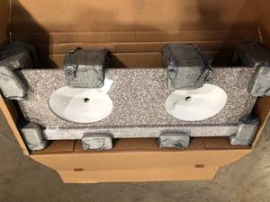 Home Decorators Collection 49 in. W Granite Vanity Top in Napoli with White Bowl  Customer Returns See Pictures