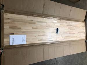 HARDWOOD REFLECTIONS  8 ft. L x 25 in. D Unfinished Birch Solid Wood Butcher Block Countertop With Eased Edge  Customer Returns See Pictures