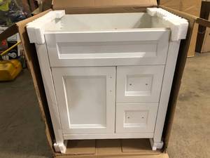 Ridge 30 in. W x 21.6 in. D x 34 in. H Bath Vanity Cabinet without Top in White by Home Decorators CollectionCustomer Returns See Pictures