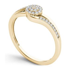 10K Yellow Gold 18 ct tw Diamond Bypass Round Cluster Ring