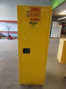 ULINE 23 x 18 x 65 Tall Flammable Yellow Storage Cabinets  For aerosols, gasoline and flammable liquids - SOLD AS IS.