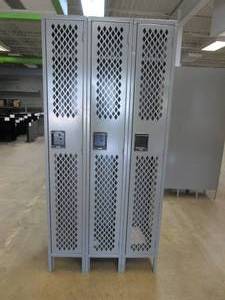 ULINE Single Tier Ventilated Lockable Lockers With Internal Shelf and Clothes Hooks, 36 X 18 X 78 Tall (3 Locker Unit) - SOLD AS IS