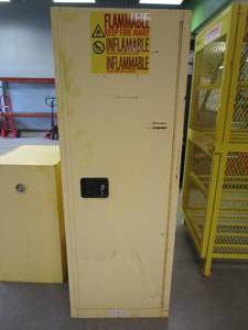 ULINE 23 x 18 x 65 Tall Flammable Yellow Storage Cabinets  For aerosols, gasoline and flammable liquids - SOLD AS IS.