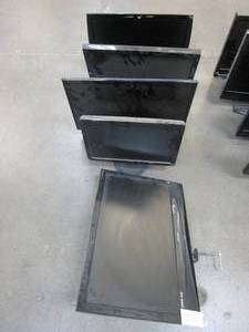 Lot of 5 Small Computer Monitors (UNTESTED, USED IN WAREHOUSE, SOME MAYBE MISSING CORDS)