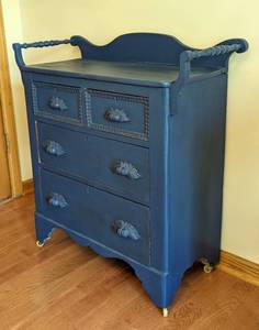 lot 56 image: Antique Painted Wood Washstand with Carved Details