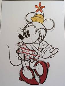 lot 68 image: Framed Ethan Allen Minnie Mouse Sketch Print