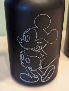 lot 72 image: Coordinating Pottery Barn Mickey Mouse Soap Dispenser and Cup
