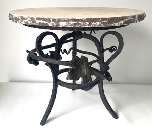 lot 103 image: Wrought Iron and Marble Lazy Susan Serving Pieces
