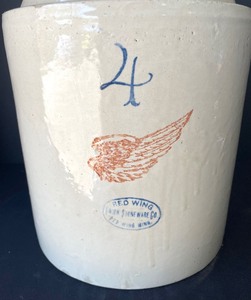 lot 122 image: 4 Gallon Red Wing Pottery Jug