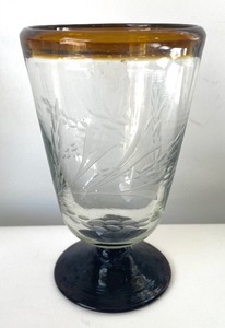lot 124 image: Set of Six Thick Etched Stemmed Glasses
