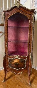 lot 1 image: Antique Vitrine Display Cabinet with Decorative Plaques