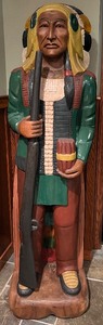 lot 2 image: Life Sized Wood Carved Cigar Store Indian