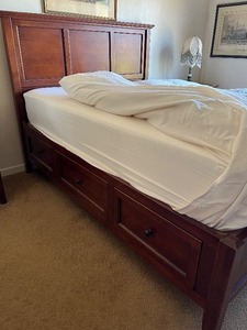 lot 34 image: Whittier Wood McKenzie Queen Size Bed with Storage Drawers