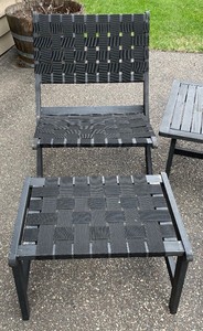 lot 178 image: 2 Wooden Chairs with Ottomans and Table