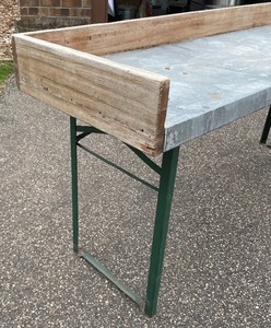 lot 190 image: Rustic Metal Top Work Bench or Garden Bench