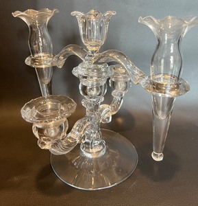 lot 245 image: Cambridge Glass Candelabra Candle Holder & Flower Vases