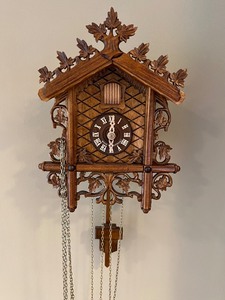 lot 257 image: Black Forest HEKAS Helmut Kammerer Railroad Cottage Cuckoo Clock - Germany