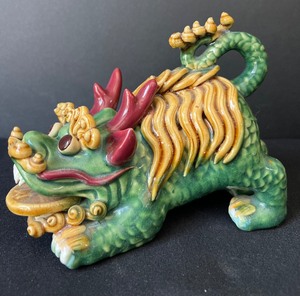 lot 14A image: Pair Chinese Glazed Ceramic Foo Dog Lions