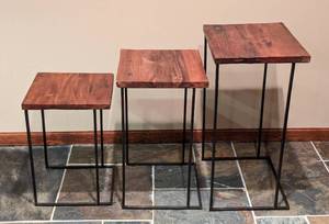lot 230 image: Wood Topped Nesting Tables Set
