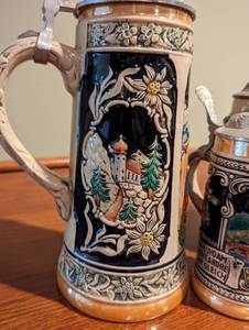 lot 231 image: Three Vintage German Beer Steins - Gerzit Handarbeit