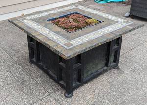lot 216 image: Tile Topped Outdoor Propane Fire Table