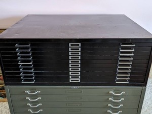 lot 90 image: Pair of Steel Map Filing Cabinets