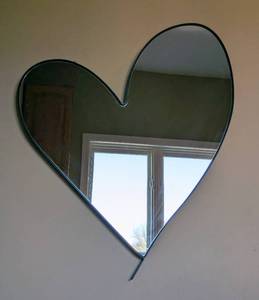 lot 91 image: Crate and Barrel Metal Heart Wall Mirror