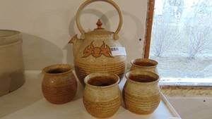 5 piece stoneware tea set