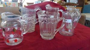 Lot of various glass pitchers