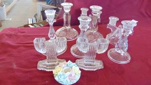 Lot of vintage glass candlesticks