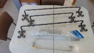 3 Iron and 2 chrome towel racks