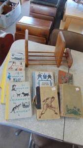 Vintage Childrens books and rack
