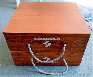 lot 7 image: Sport Craft Back Yard Washer Toss Game with 8 Weighted Washersin Wood Carrying Case