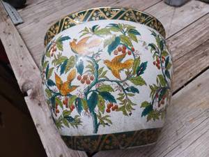 lot 66 image: Large Ornate Ceramic Flower Pot 12-inch Radius X 9.5-inches tall