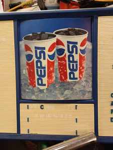 lot 71 image: Vintage Plastic Pepsi-Cola Menu Display Board from an Old Movie Theater, is Damaged on the Left Side