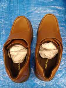 lot 78 image: Pair of Hush Puppies Size 12 Gil Tan Leather Extra Wide Dress Shoes in Original Box - Worn Once