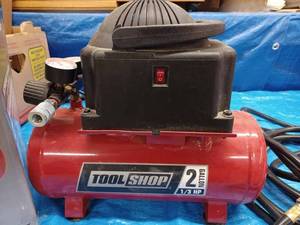 lot 88 image: Tool Shop 2-gallon, 13 hp. Portable Air Compressor, 100 Max psi with Original Box