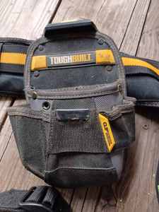 lot 95 image: Tough Built Contractors Tool Belt and Accessory Tool Belts in a Large Tote