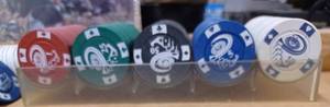 lot 135 image: Set of Heavy Poker Chips with a Clear Plastic Holder