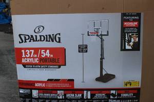 Spalding Acrylic Portable Basketball Hoop System Adjustable Height 7.5 Ft - 10 Ft