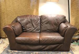 Brown Leather Loveseat