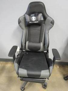 Killabee Black & Gray Gaming Chair with Lumbar Massage Pillow