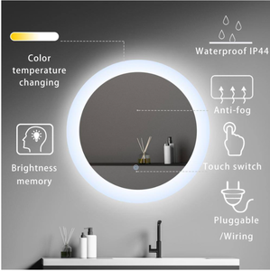24 in. W x 24 in. H Round Frameless LED Wall Mount Anti-Fog Dimmable Bathroom Vanity Mirror