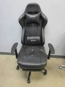 Von Racer Black Gaming Chair with Lumbar Massage Pillow (MISSING USB CORD)