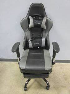 Von Racer Gray & Black Gaming Chair with Lumbar Massage Pillow