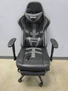 Von Racer Gray & Black Gaming Chair with Lumbar Massage Pillow