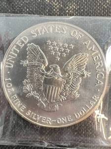 1991 AMERICAN SILVER EAGLE 1 TROY OZ. .999 FINE SILVER