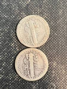 2 US SILVER MERCURY DIMES 1926 1926-D