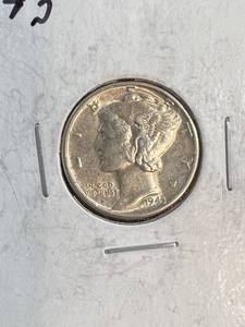 1943 US SILVER MERCURY DIME BU-UNC