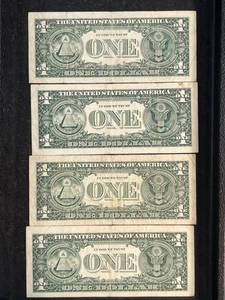 GROUP OF 4 US $1 STAR NOTES FEDERAL RESERVE CURRENCY